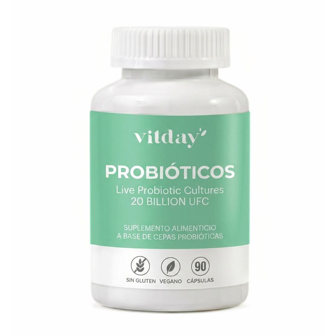 Probióticos | 20 Billion UFC | Mezcla de 6 Cepas + Prebióticos | 90 cápsulas