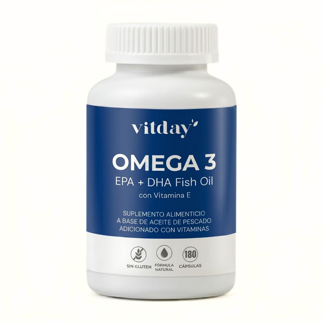 Omega 3 + Vitamina E | 1920 mg Aceite de Pescado | EPA 360 mg + DHA 240 mg | 180 cápsulas